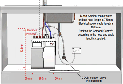 Technical image of Zip Cube Design AIO Filtered Chilled Water Tap (Brushed Chrome).